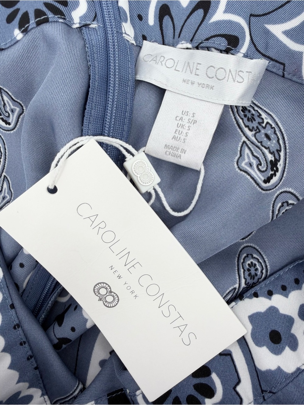 Caroline Constas Blue Paisley Print Twist Front Satin Maxi Dress - Picture 13 of 15